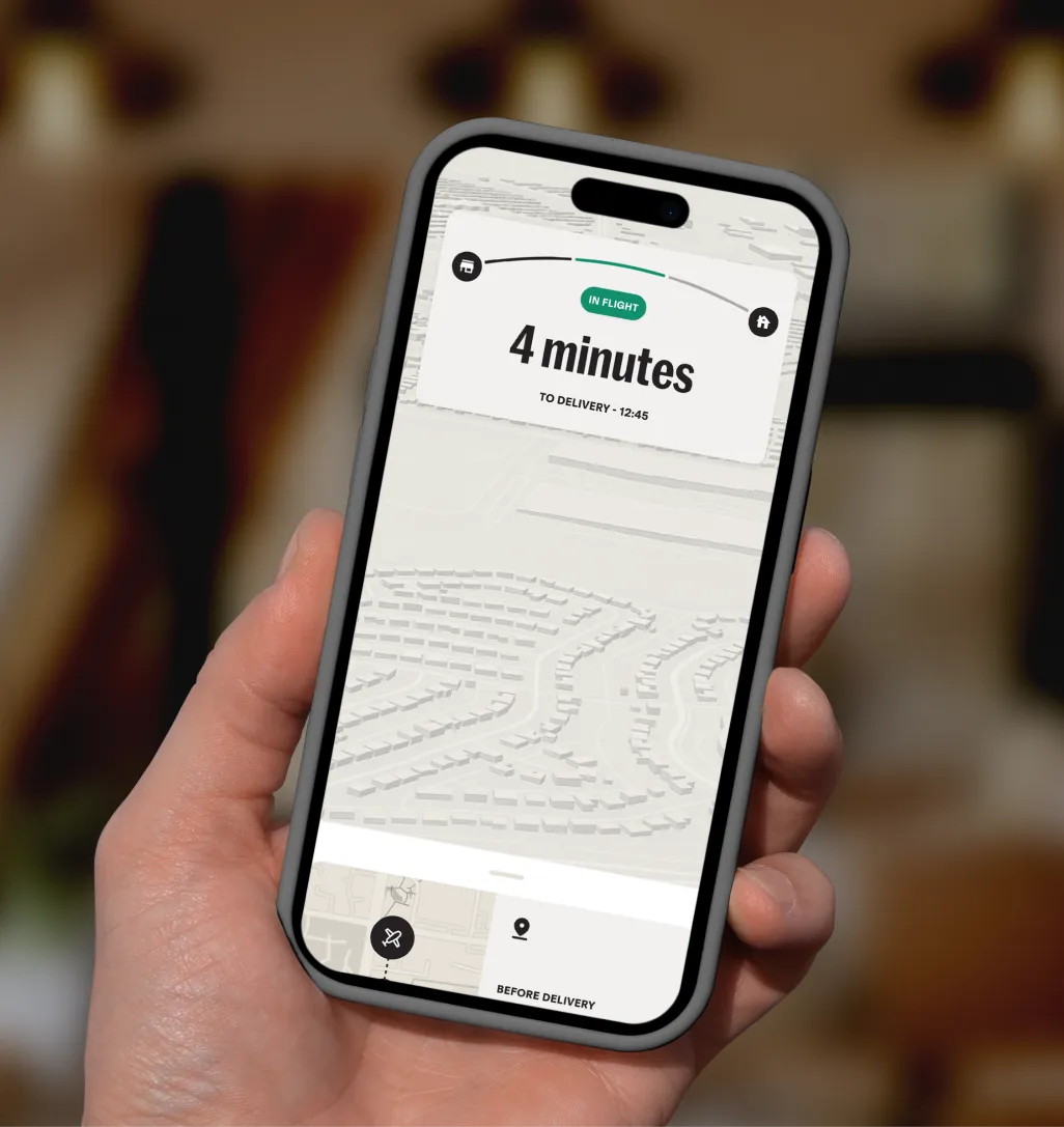 Zipline app being used to make an order